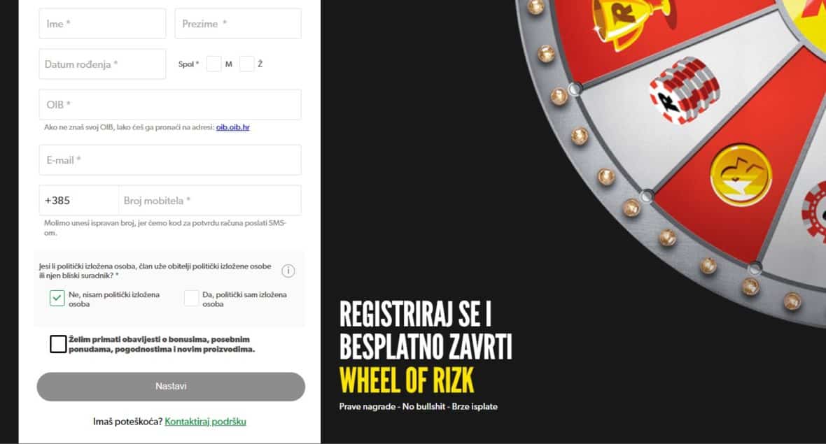 Rizk casino registracija