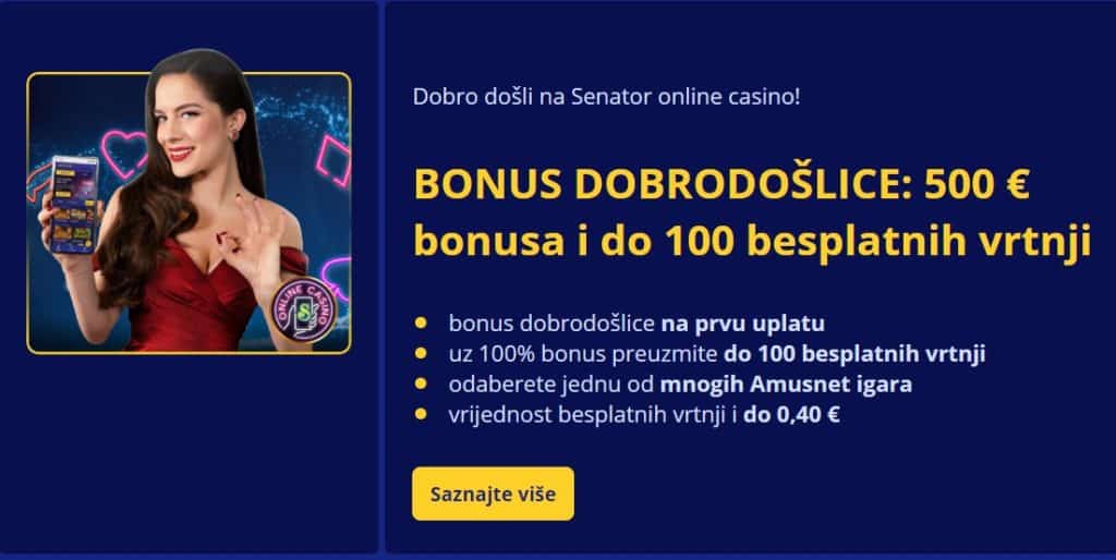 Senator casino bonus dobrodošlice