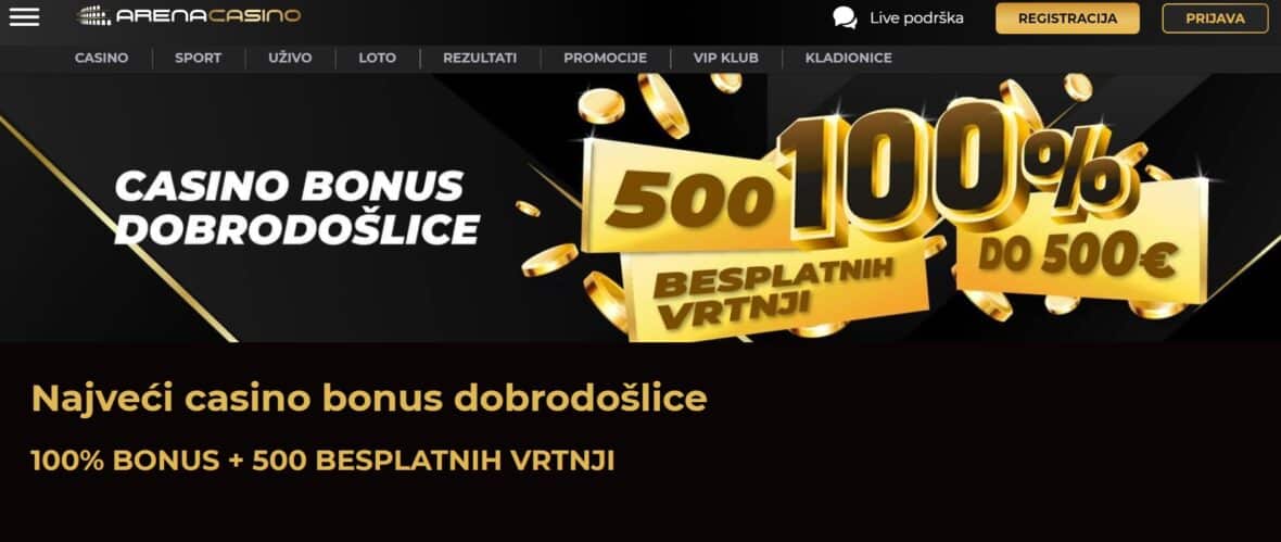 Arena casino bonus dobrodošlice